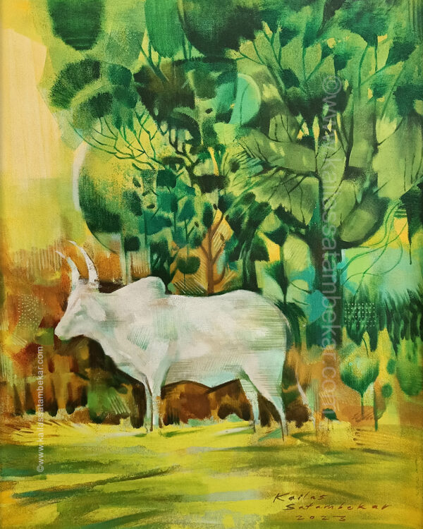 Bull Painting by Kailas Satambekar