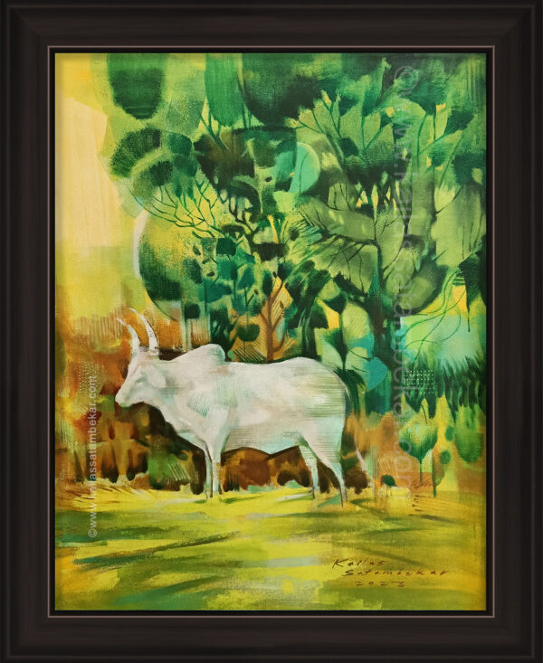 Bull Painting by Kailas Satambekar