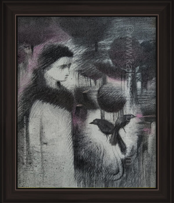 Village Girl Painting: Whisper of Girl & the Crow