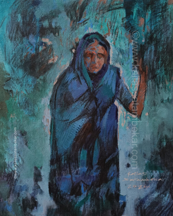 Aaji Original Canvas Painting By Kailas Satambekar