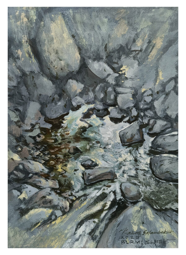 River reflection, original artwork, reflection paintings, art feed, rocky river, art collective, art collection