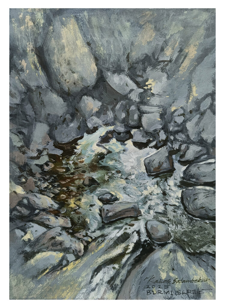 River reflection, original artwork, reflection paintings, art feed, rocky river, art collective, art collection