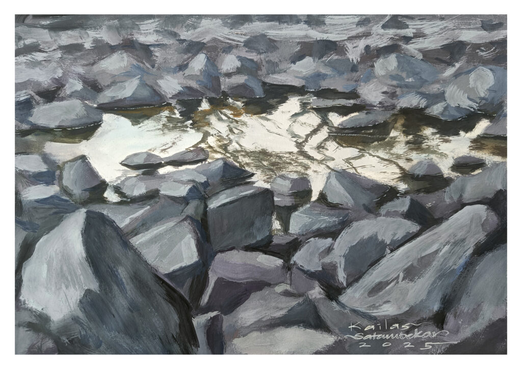 Gouache art, Original artwork, Artist art series, Reflection painting, Art Collectors, Fine art works, Interior decors, Interior paintings, Art Collective, River painting